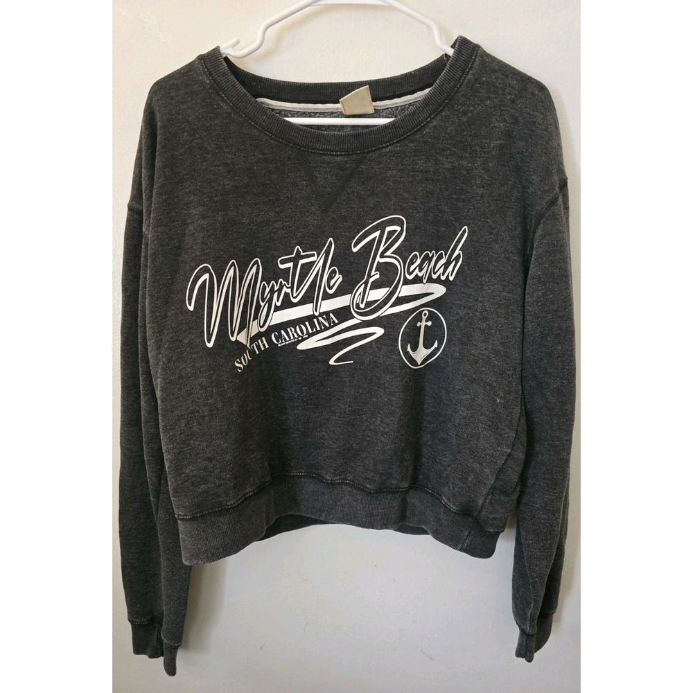 U.S. Vintage Womens L Gray Myrtle Beach Graphic Crewneck Sweatshirt